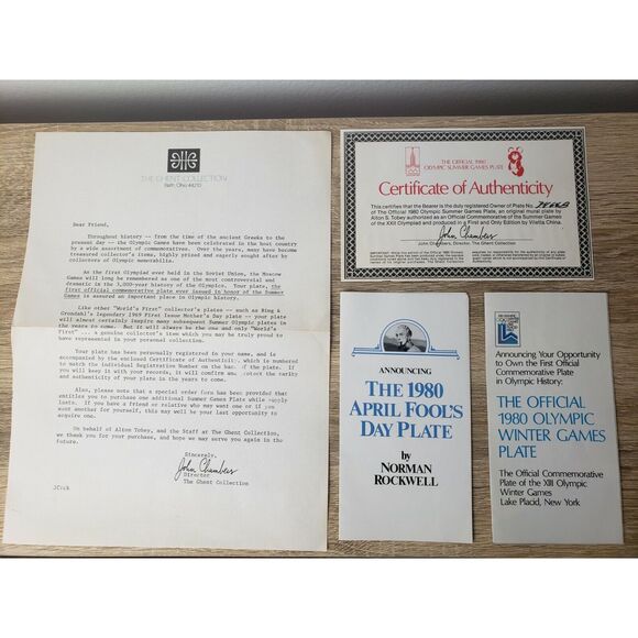 Vintage The Offical 1980 Summer Olympic Games Plate Limited Edition - Picture 3 of 5